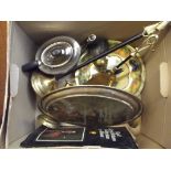 Box of brass and plated ware