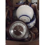 Box of ceramics to include a mantel clock