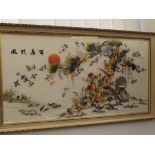 Large framed Oriental silk needle work