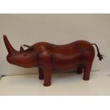 Leather footstool in the form of a rhinoceros, hei