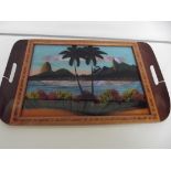 Inlaid tray with Brazilian scene