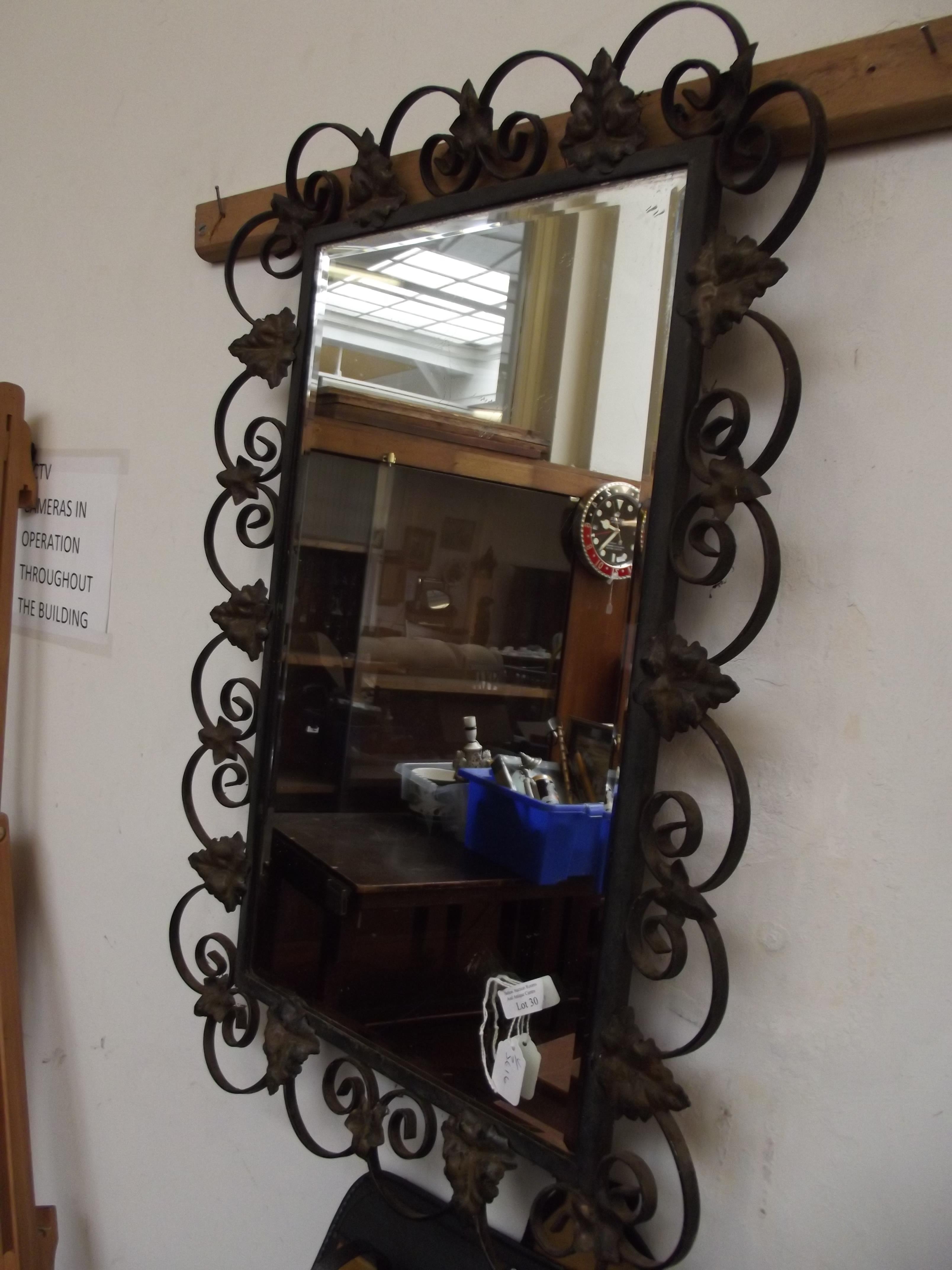 Wrought iron bevelled mirror