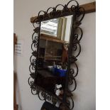 Wrought iron bevelled mirror