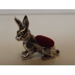 Silver stamped rabbit pin cushion