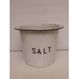 White enamel salt pot