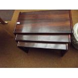 Nest of three tables in rosewood