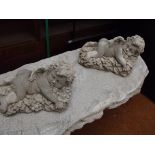 Stoneware garden - two garden cherubs