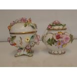 2 Coalbrooke-Dale floral lidded pots