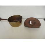 Brass pan together with a copper bed warmer