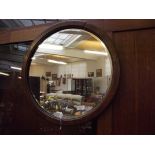 Oak framed bevelled mirror