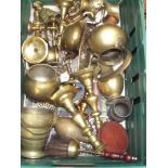 Assorted brass ware to include candle sticks