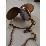 Full hunter pocket watch with gold plated Albert c