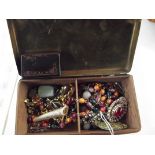 Brass box with costume jewellery