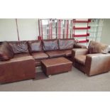 Large three piece suite in tan, comprising corner