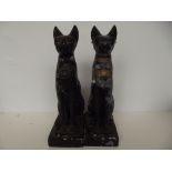 Two Egyptian style slate cats. 37cm