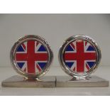 Pair of Mappin and Webb plated menu holders with a