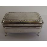 Silver trinket box, hinged lid with ribbon and bow