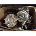 Box of plated ware and metal ware
