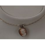 Silver chain and cameo pendant