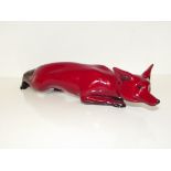 Royal Doulton flambe fox, length 33cm