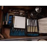 Box of flatware and others