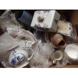 Unsorted mixed box to include blue and white ceram