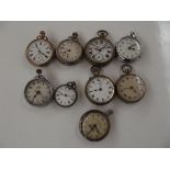 Collection of 9 pocket watches for spares and repa