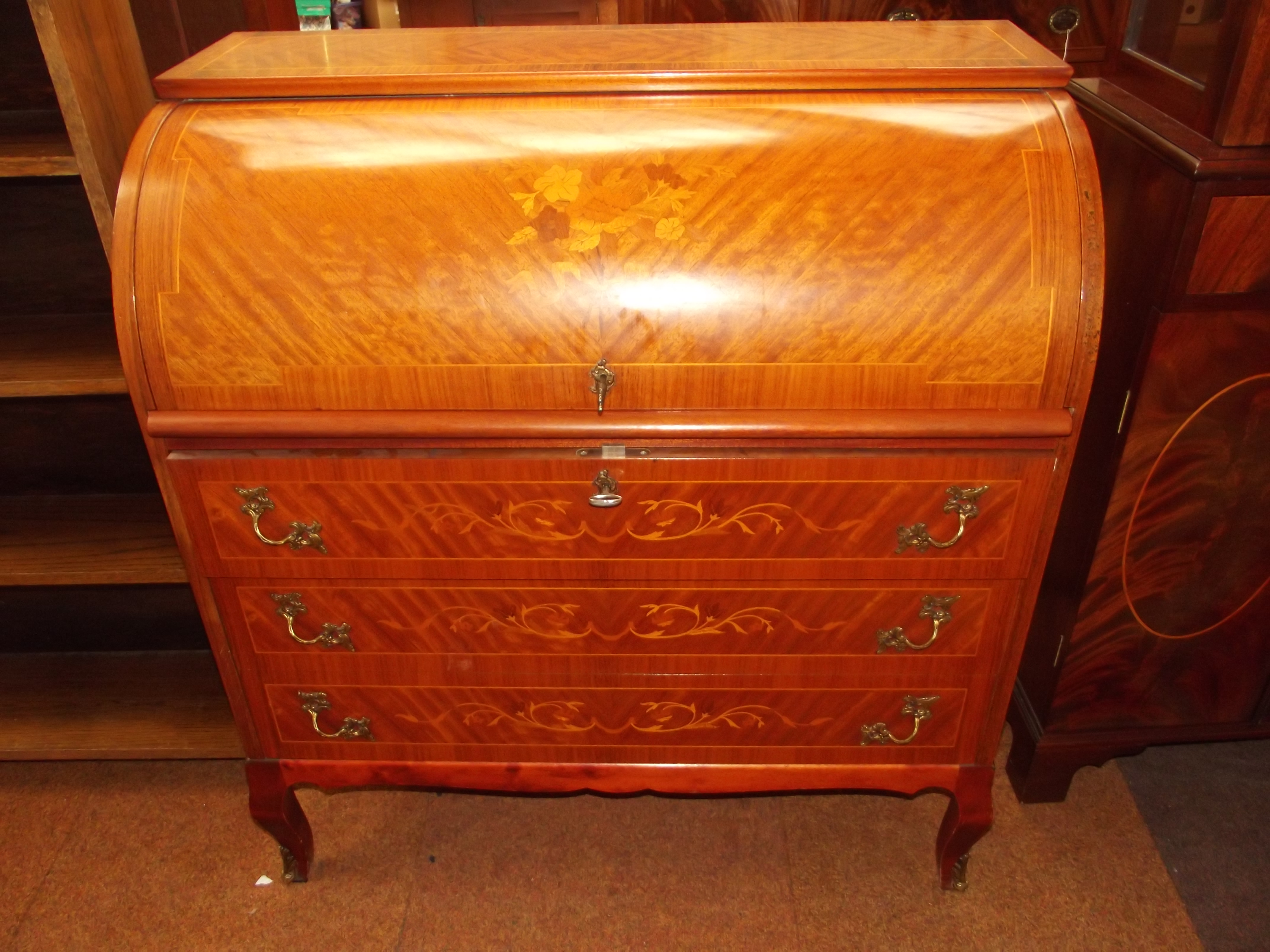 3 drawer inlaid writing bureau