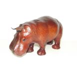 Leather figure of a hippopotamus, 30cm in length