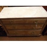 Marble top 3 drawer pine chest