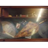 Large cased shadow box containing vintage items