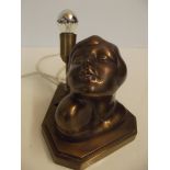 Bronzed metal art deco table lamp, lacking shade