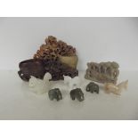 Collection of soap stone and hard stone figures