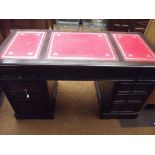 Twin pedestal leather top writing desk