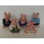 Set of 5 Wade NatWest pigs with original stoppers