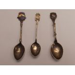 3x Silver hallmarked souvenir spoons