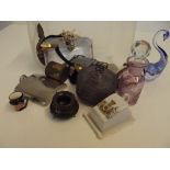 Various items to include a serpentine stone cauldr