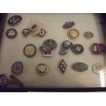 Cased collection of twenty two badges