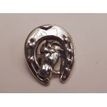 Silver stamped horse shoe brooch