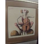 Framed Saul print depicting a clown
