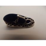 Silver stamped pin cushion, shoe