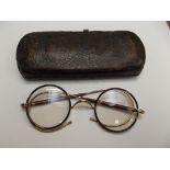1920's tortoise shell glasses in case