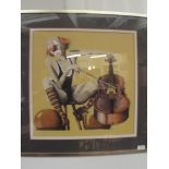 Framed Saul print depicting a clown