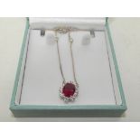 Silver and ruby necklace