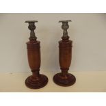 Pair of wooden 1930's candle sticks