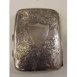 Silver cigarette case with vacant shield cartouche