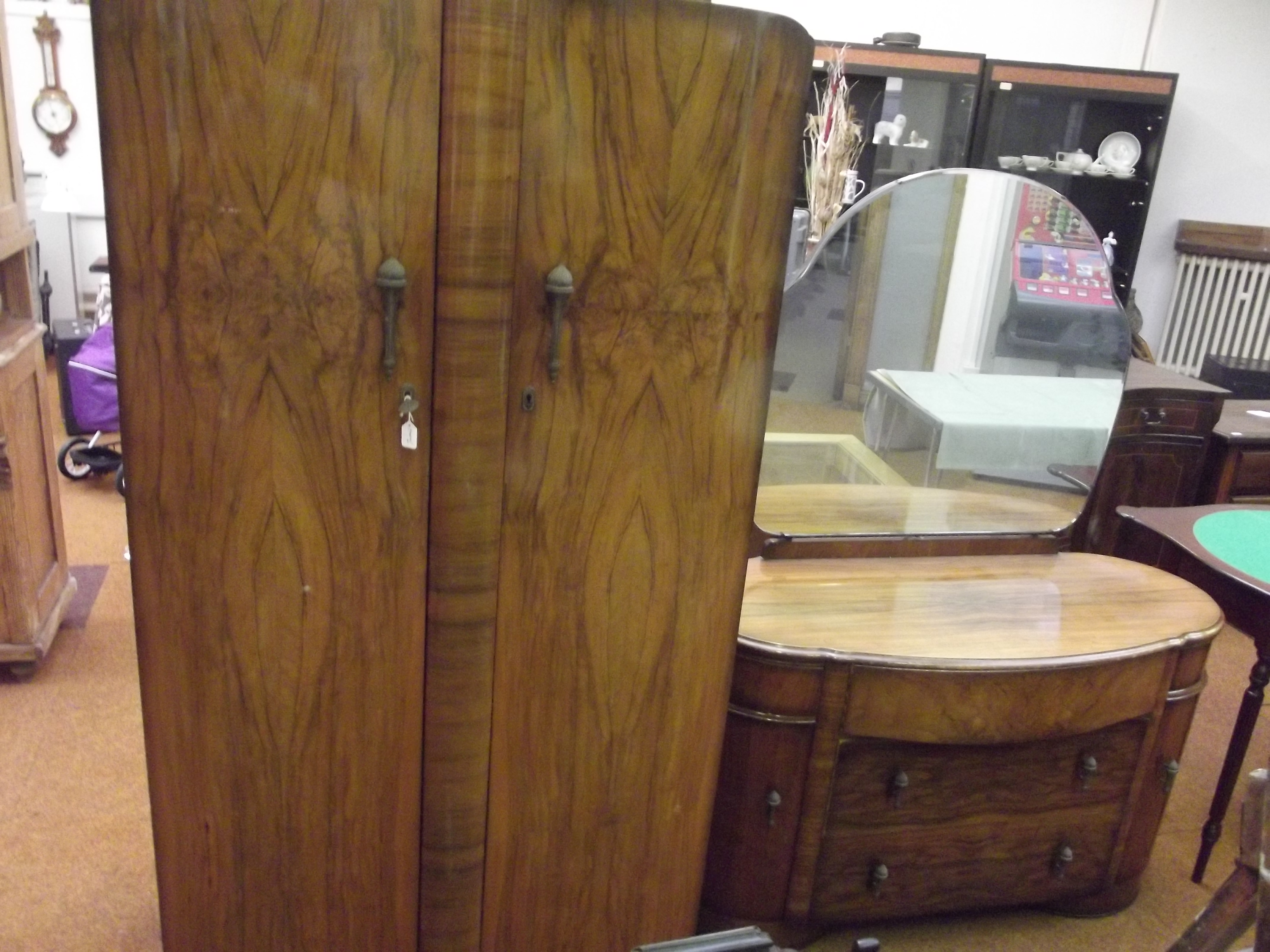 1950's walnut dressing table and wardrobe by Shrag