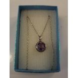 Silver and amethyst necklace and pendant