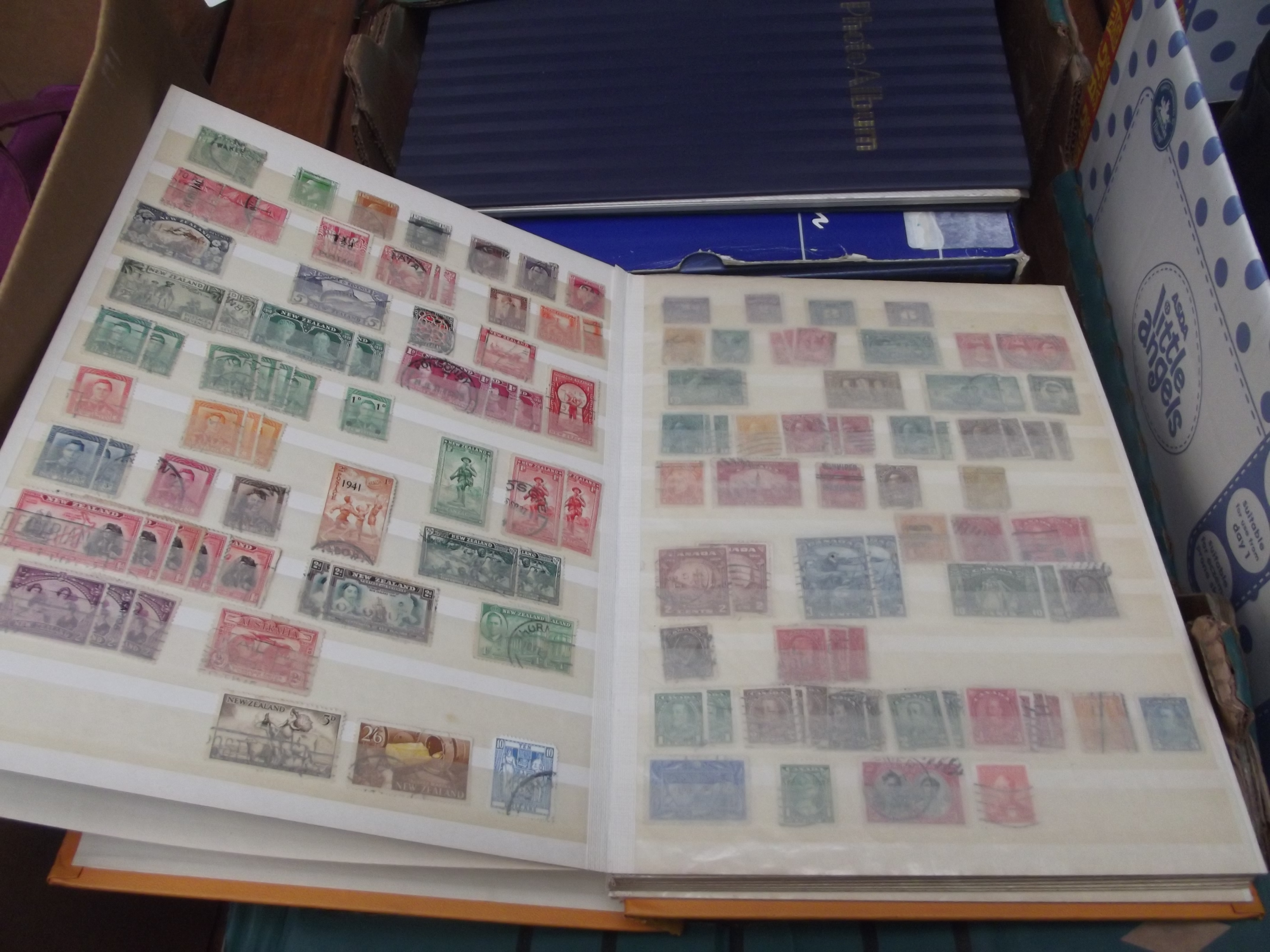 Collection of stamp albums and postcards