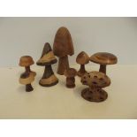 Collection treen mushrooms